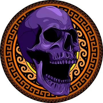 Vector illustration of Skull with mandala on background Stock Illustration