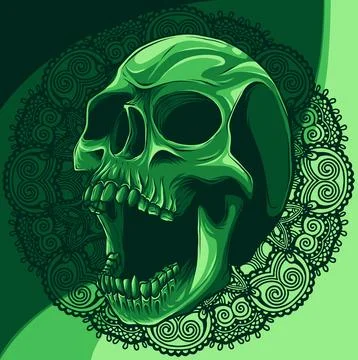 Vector illustration of Skull with mandala on background Stock Illustration