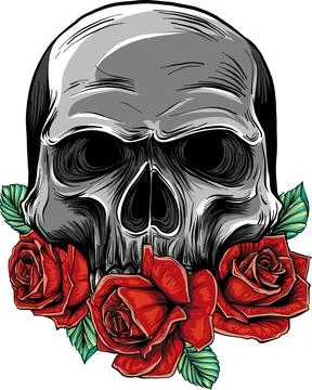 Vector illustration of skull with roses Stock Illustration