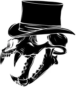 Vector illustration of skull of tiger with hat Stock Illustration