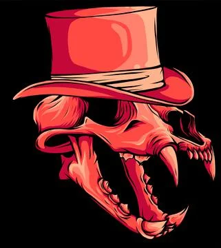 Vector illustration of skull of tiger with hat 스톡 일러스트