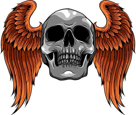 Vector illustration of Skull with Wings design Stock Illustration