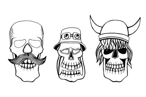 Vector illustration skulls set Stock Illustration