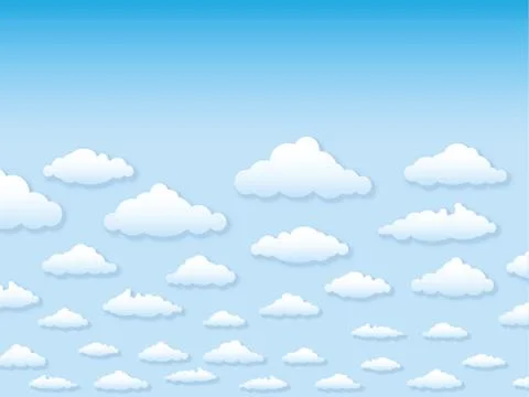 Vector illustration sky with clouds in cartoon style Illustrazione stock