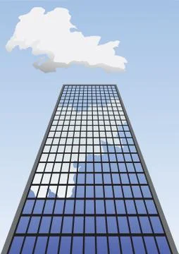 Vector illustration of skyscraper going up to the sky. Stock Illustration