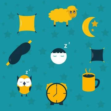 Vector illustration with sleep icons イラスト素材