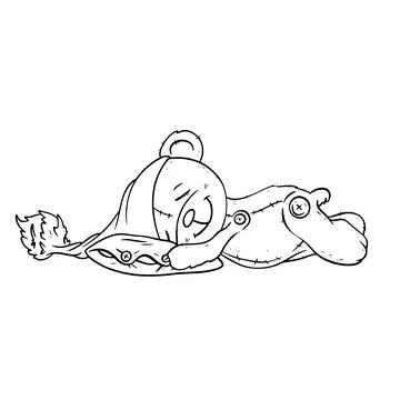 Vector illustration sleeping cute cartoon bear hand drawn in doodle style Stock Illustration