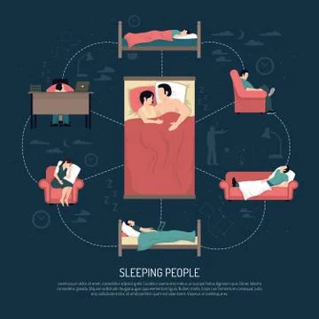 Vector Illustration Of Sleeping People 스톡 일러스트