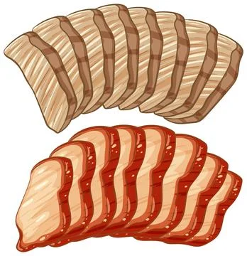Vector Illustration of Sliced Asian Meat and Barbecue Pork Stock Illustration