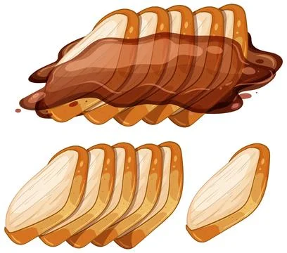 Vector Illustration of Sliced Bread with Chocolate Spread Stock Illustration
