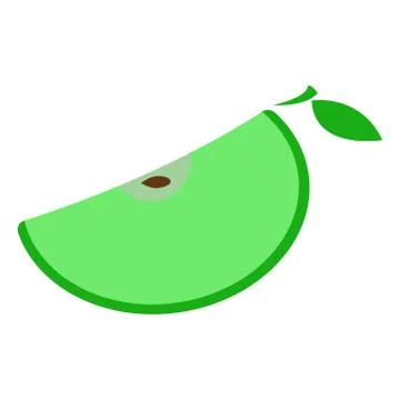 Vector illustration of a sliced green apple. Icon of a fresh apple. Logo for  Stock Illustration