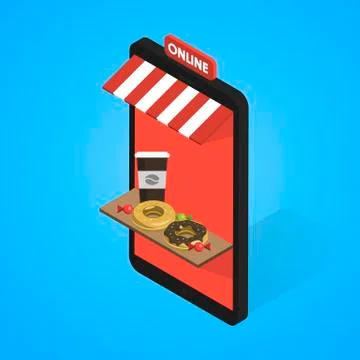 Vector illustration small coffee shop concept. Stock Illustration