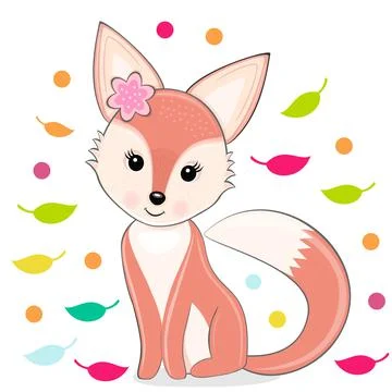 Vector illustration of a small fox cub on a white background. Stock Illustration