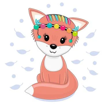 Vector illustration of a small fox cub on a white background. Illustrazione stock