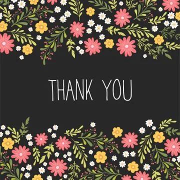 Vector illustration with small hand drawn colorful flowers, leaves, branches  Stock Illustration