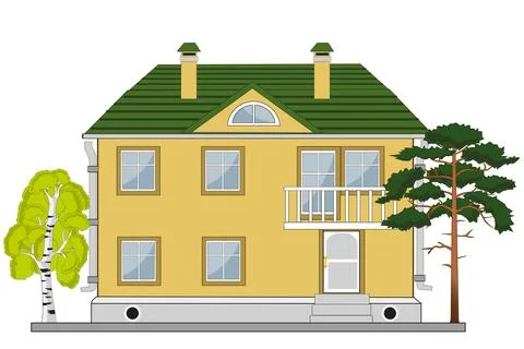 Vector illustration of the small nice building and tree Stock Illustration