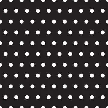Vector illustration of small white polka dots on black background. Stock Illustration