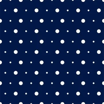 Vector illustration of small white polka dots on black blue background. Stock Illustration