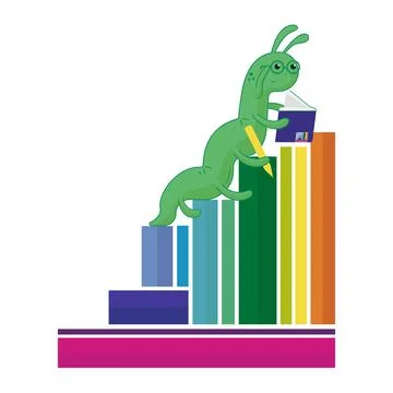 Vector illustration of a smart bookworm. love of reading and books. a bright Stock Illustration