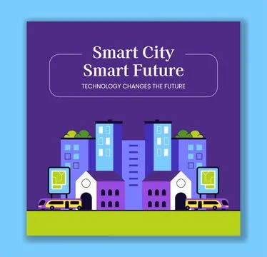 Vector Illustration of Smart City Infrastructure in Flat Cartoon Style for .. Stock Illustration