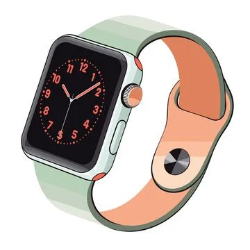 Vector illustration of a smart watch on a white background. Isometric view. Stock Illustration