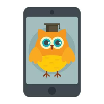 Vector illustration with smartphone and wise owl Stock Illustration