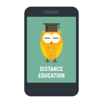 Vector illustration with smartphone and wise owl Stock Illustration