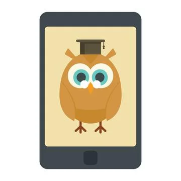 Vector illustration with smartphone and wise owl Stock Illustration