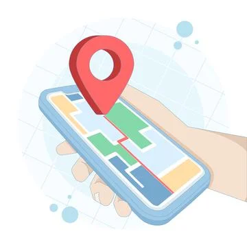 Vector illustration of smartphone with GPS map on screen Stock Illustration