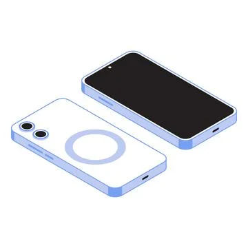 Vector illustration of a smartphone in a minimalist isometric style, with f.. Stockillustratie
