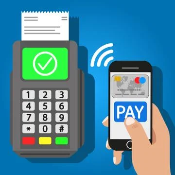 Vector illustration of smartphone pay. Terminal. Islated. Stock Illustration