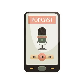 Vector illustration of a smartphone with a podcast app. Blogging. A modern pr Stock-Illustration