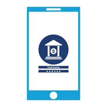 Vector illustration of smartphone showing mobile banking login screen Illustrazione stock