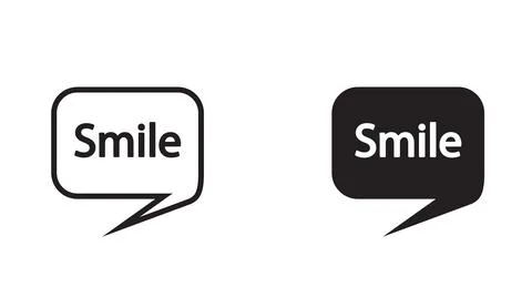 Vector illustration of smile speech bubble icons in black and white colors for Stock Illustration