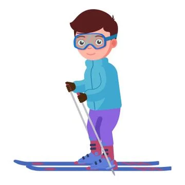 Vector illustration of a smiling boy skiing Stock Illustration