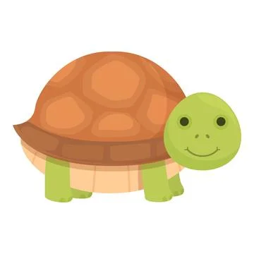 Vector illustration of a smiling cartoon turtle with a colorful shell, suitable Stock Illustration