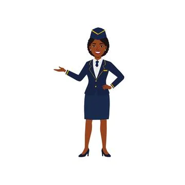 Vector illustration of a smiling flight attendant in uniform Stock Illustration