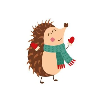 Vector illustration of smiling hedgehog. Isolated on white. Cute cartoon char Stock Illustration