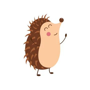 Vector illustration of smiling hedgehog. Isolated on white. Cute cartoon char Illustrazione stock
