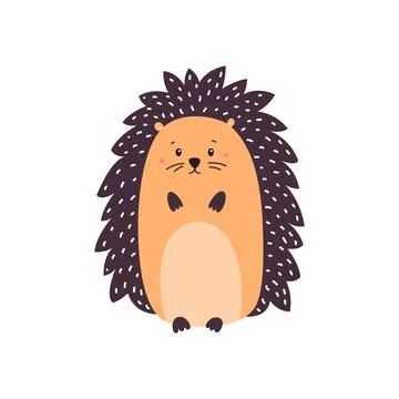Vector illustration of smiling hedgehog. Isolated on white. Cute cartoon Stock Illustration