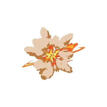 Vector illustration of smoke effect after explosion with flames. Stockillustratie