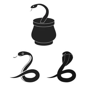 Vector illustration of snake  and cobra  sign. Set of snake  and tattoo st Stock Illustration