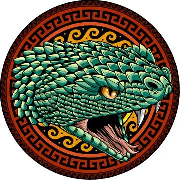 Vector illustration of snake head with mandala. Stock Illustration