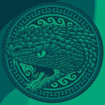 Vector illustration of snake head with mandala. Stock Illustration