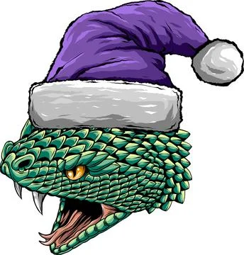 Vector illustration of snake head with santa claus hat イラスト素材