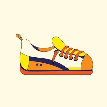 Vector illustration of sneakers in flat style on solid light background. イラスト素材