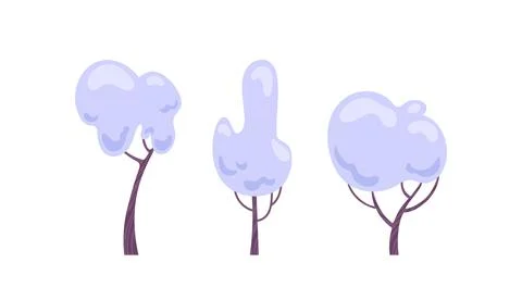 A vector illustration of snow-covered trees with crisp silhouettes, layered, and Stock Illustration