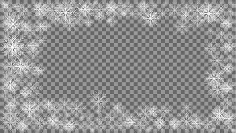 Vector illustration. Snow covered window frame. Snow frame. Frozen window. Stock Illustration