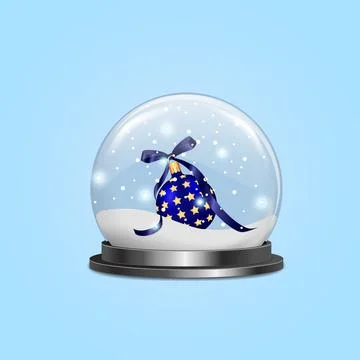 Vector illustration of a snow globe with a Christmas toy. Stock Illustration