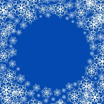 Vector illustration of a snowy winter background. Snowflakes on blue background Stock Illustration